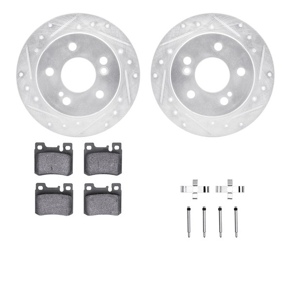 Dynamic Friction Co 7312-63057, Rotors-Drilled, Slotted-SLV w/3000 Series Ceramic Brake Pads incl. Hardware, Zinc Coat 7312-63057